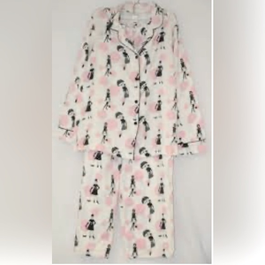 Morgan Taylor Intimates Pajama Set Ladies‎ Size Med French White Pink